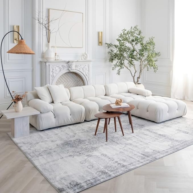 Elegant living room with white sofa and decor