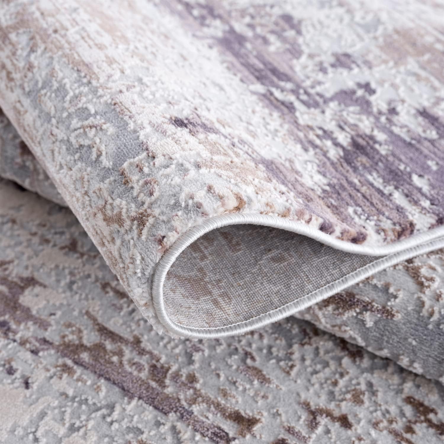 Close-up of textured gray and beige rug