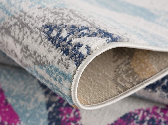 Close-up of colorful woven rug corner