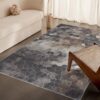 Modern living room with geometric patterned rug