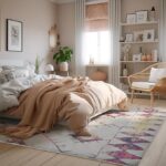 Cozy bedroom with modern decor and natural light.