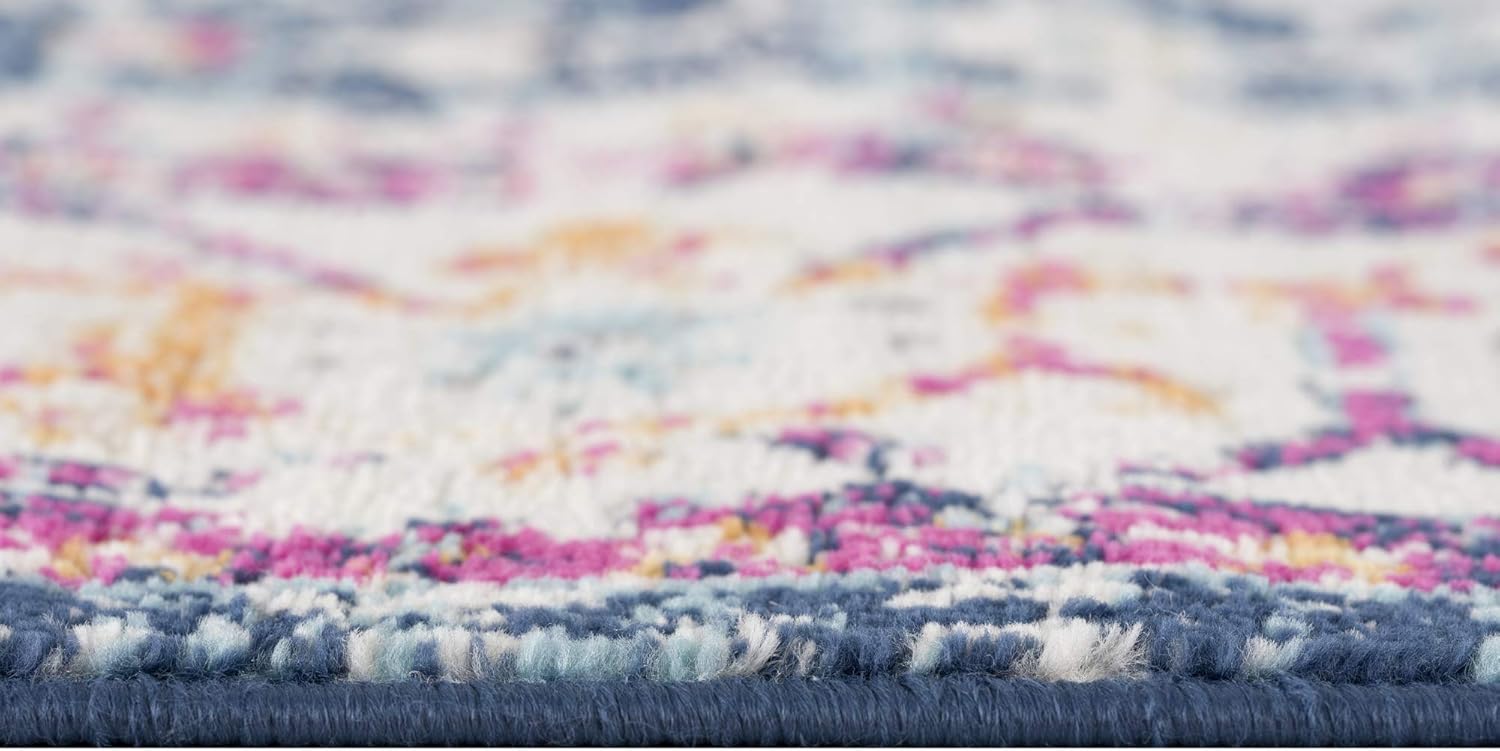 Close-up of colorful carpet fibers