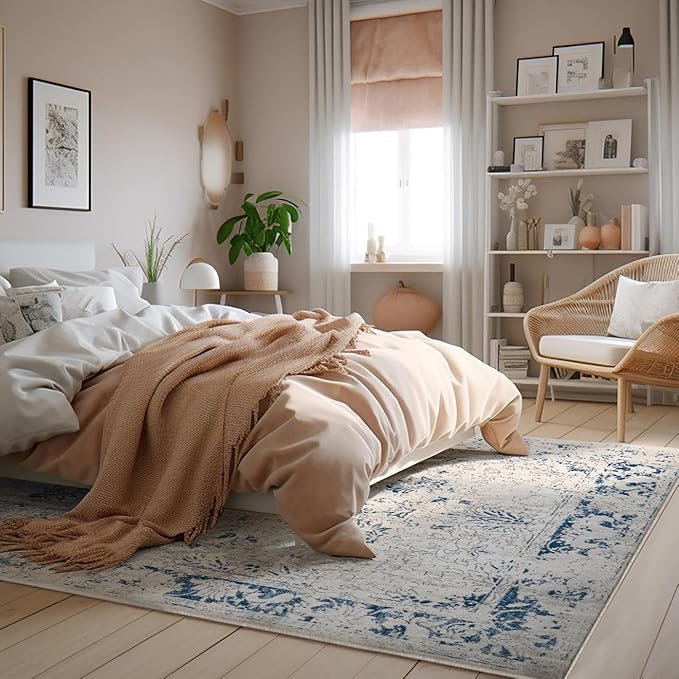 Cozy bedroom with beige decor and natural light.
