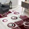 Modern geometric rug in stylish living room.