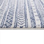 Blue and white patterned rug close-up