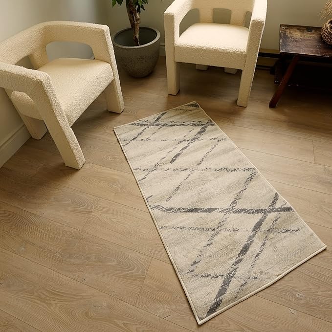 Modern beige rug with abstract pattern