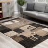 Modern living room with geometric pattern rug