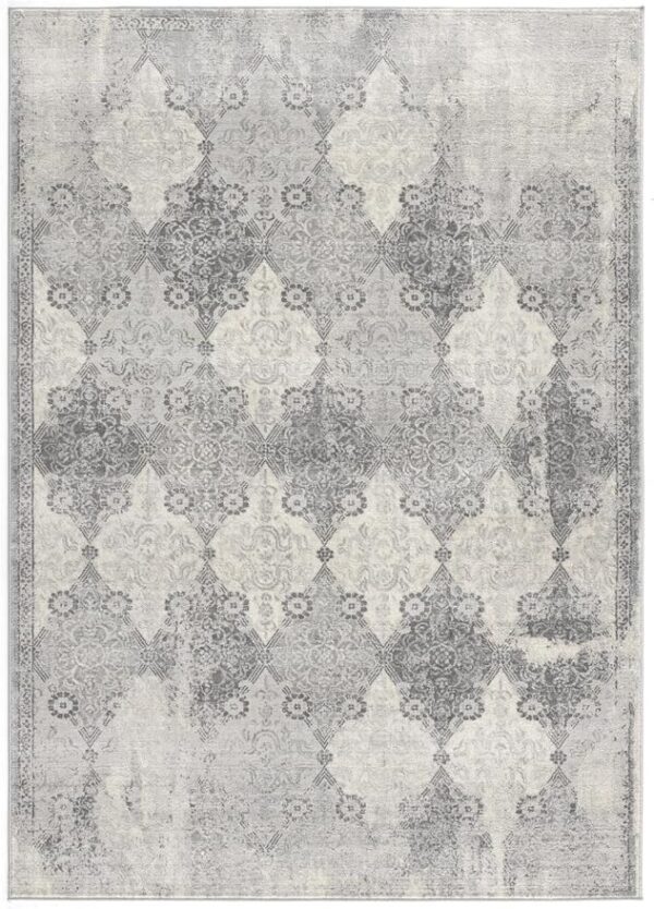 Gray decorative patterned area rug