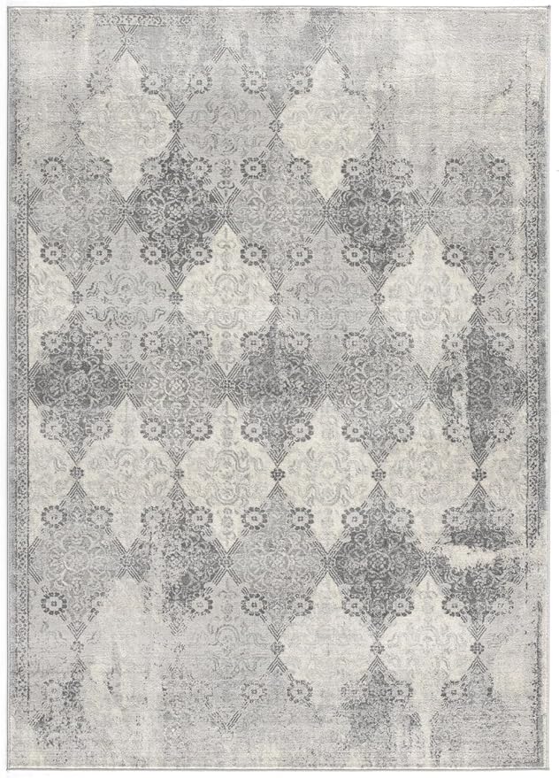 Gray decorative patterned area rug