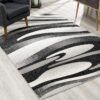 Modern black and white abstract area rug design