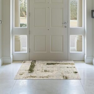 Elegant entryway with a stylish area rug