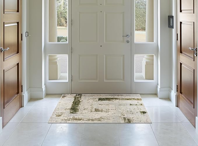 Elegant entryway with a stylish area rug