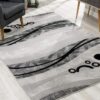 Modern gray area rug with abstract patterns