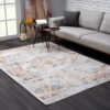 Colorful patterned rug in modern living room