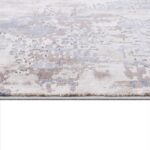 Textured beige and gray area rug close-up