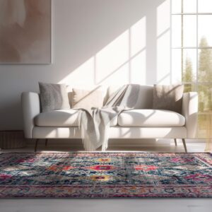 Modern living room with colorful rug