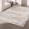 Modern gray and beige area rug in room