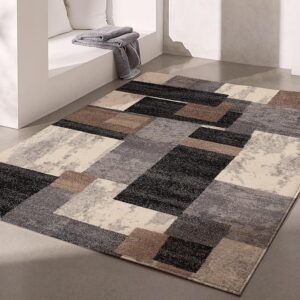 Modern geometric area rug in neutral tones