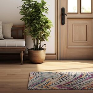 Modern entryway with rug and potted plant