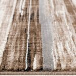 Brown and beige striped area rug close-up