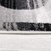 Close-up of black and white textured rug edge.