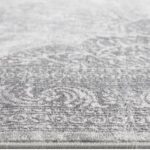 Close-up of intricate gray patterned rug