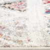 Soft white rug with colorful geometric patterns