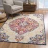 Colorful Persian-style rug in living room setting.
