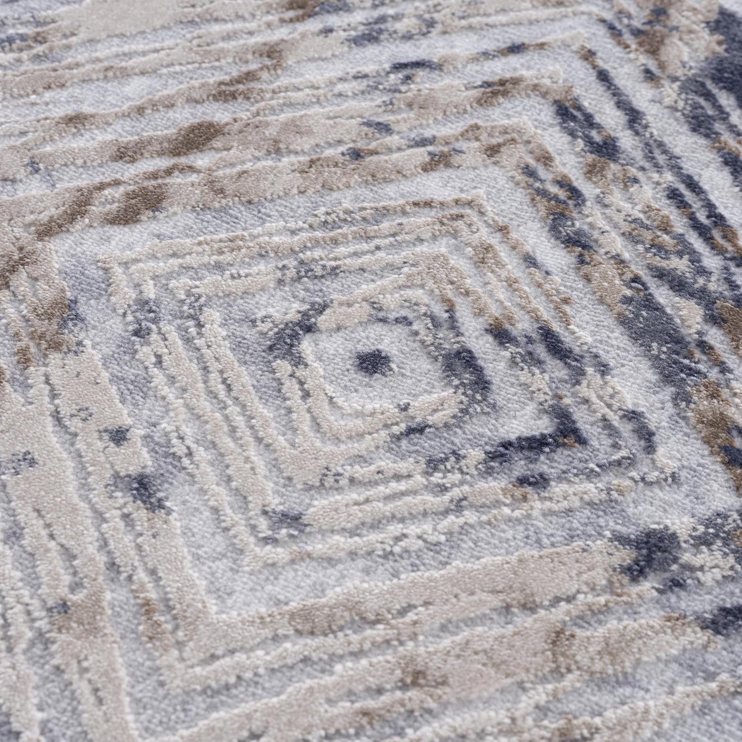 Abstract patterned carpet in neutral tones