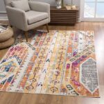 Decorative patterned rug in modern living room