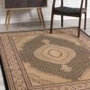 Modern chair and cabinet on patterned rug
