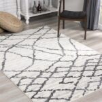 Modern geometric rug in living room