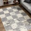 Gray patterned rug in modern living room