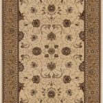 Ornate floral design beige and brown area rug
