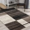 Modern geometric rug in light-filled room