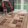 Patterned area rug in a living room