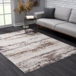 Modern living room with abstract area rug