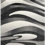 Abstract wavy black and gray rug design