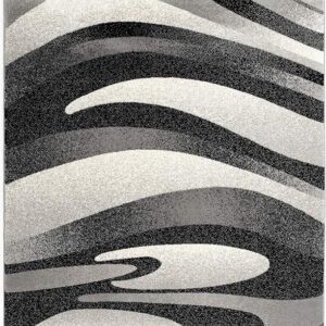 Abstract wavy black and gray rug design