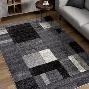 Modern geometric rug in living room