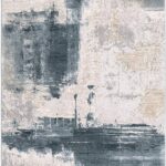Abstract gray and beige textured area rug