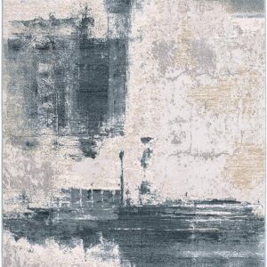Abstract gray and beige textured area rug