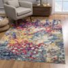 Colorful abstract rug in modern living room