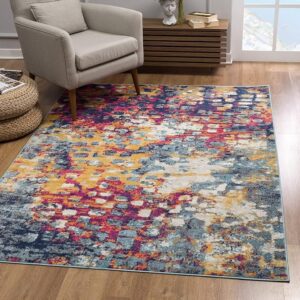 Colorful abstract rug in modern living room