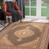 Elegant patterned rug in modern living room.