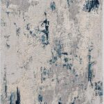 Abstract blue and gray textured area rug design.