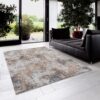 Modern living room with abstract-pattern rug