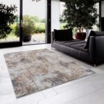 Modern living room with abstract-pattern rug