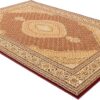 Ornate Persian rug with intricate patterns and borders.