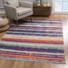 Colorful striped rug in modern living room